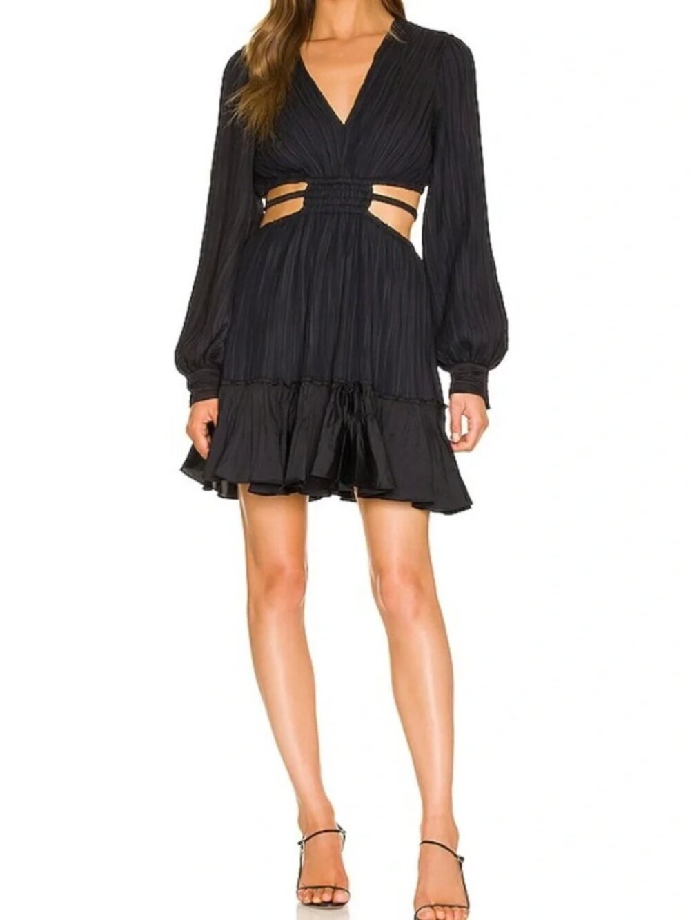 Jonathan SIMKHAI Londyn Mushroom Mini Dress Pleat Cutout  Black  Stunning Sz MED